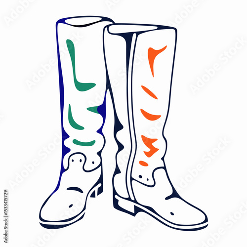 Stylish Tall Leather Boots, Fashion Illustration
