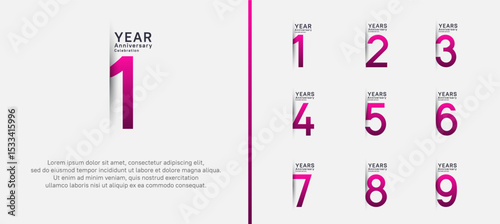 set of anniversary logo style. vector design purple color for celebration