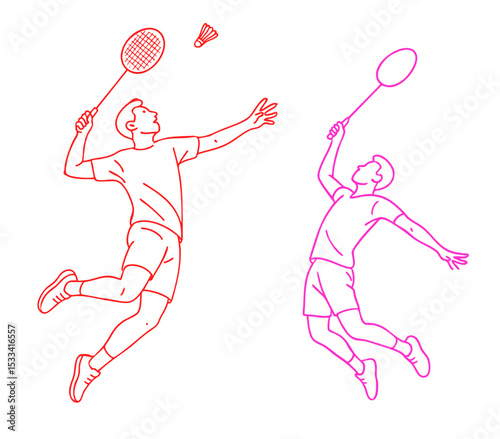 Smash pose (jump smash with full body extension) Badminton Players Ready for Action