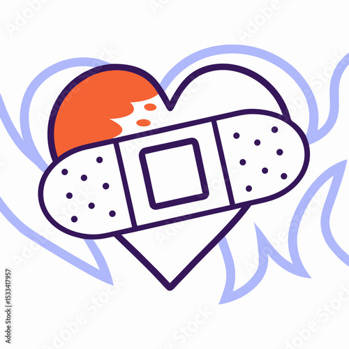 Bandage on Bleeding Heart Illustration