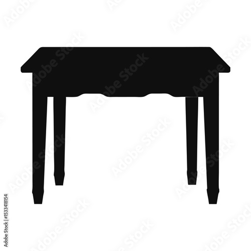 Simple black silhouette of a rectangular table