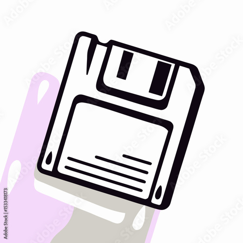 Retro Floppy Disk Icon, Vintage Computer Data Storage