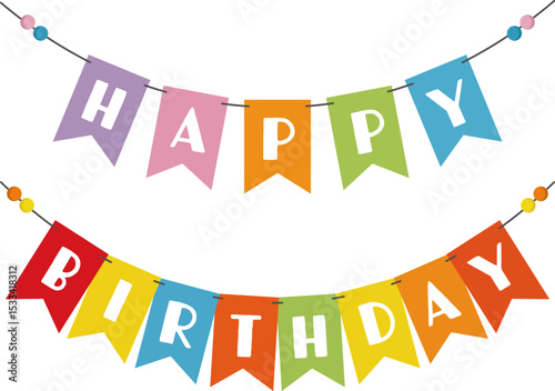 Colorful Happy Birthday Banner. Party Decoration and Celebration