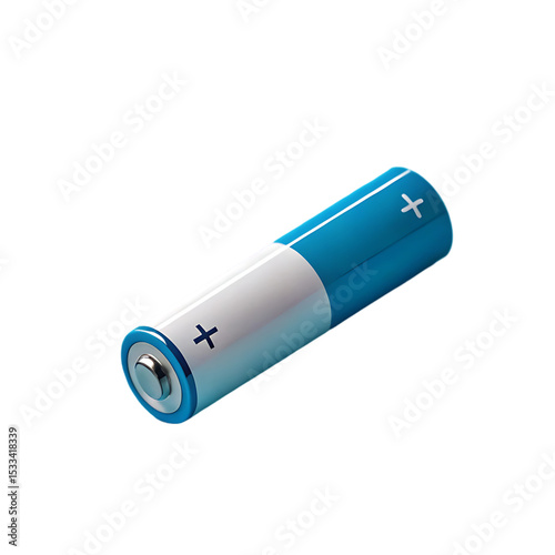 AA Battery: Blue and White Cylindrical Alkaline Cell Power Source