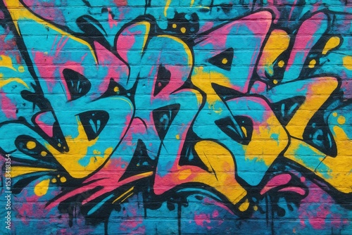 Wallpaper Mural Colorful street graffiti art on urban brick wall creating vibrant background texture Torontodigital.ca