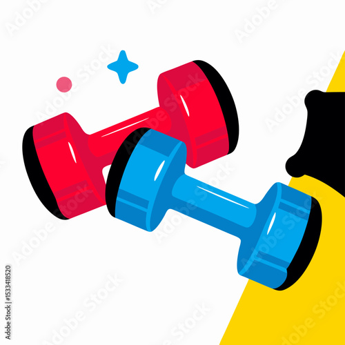 Red and Blue Dumbbells Fitness Workout Exercise