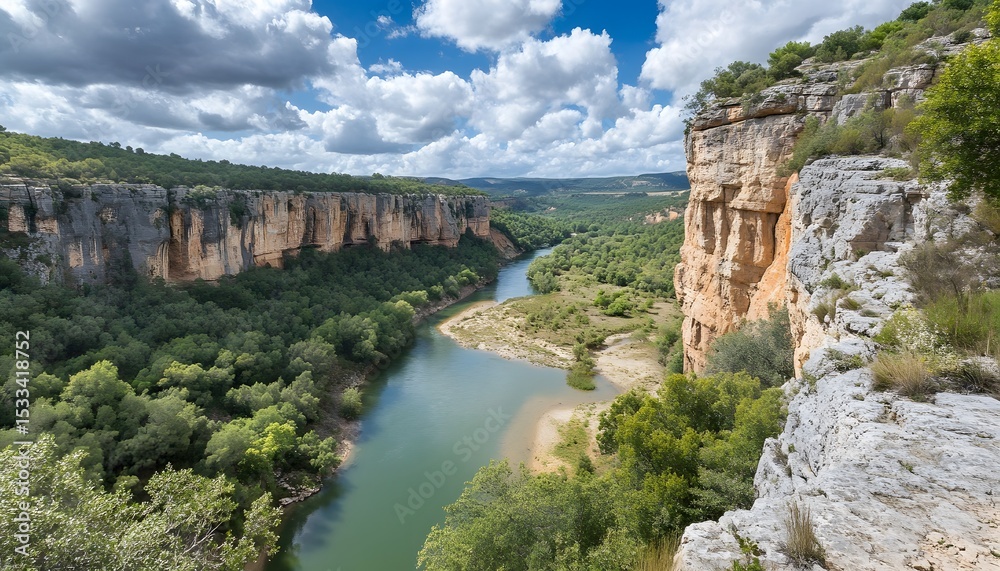 Fototapeta premium High angle view of a river flowing through a canyon.