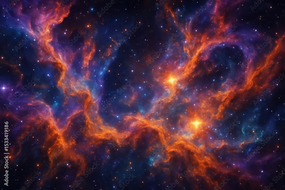 Fototapeta premium Infinite nebula galaxy background with cosmic dust clouds and stellar formations in deep space