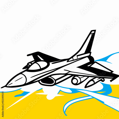 Black and White Fighter Jet Illustration