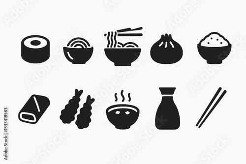 Food icon set over white background, silhouette style, vector illustration