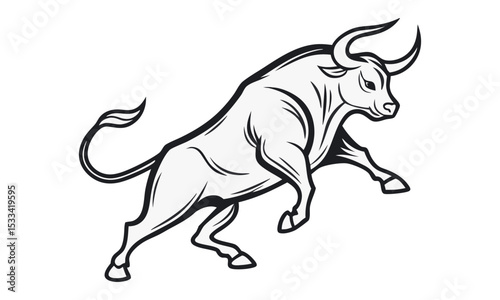 Vector bull design on white background.