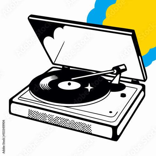 Retro Vinyl Record Player Illustration