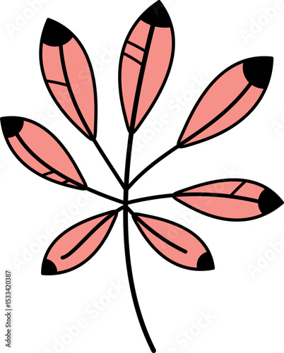 Abstract Plant And Leaves Shape Element