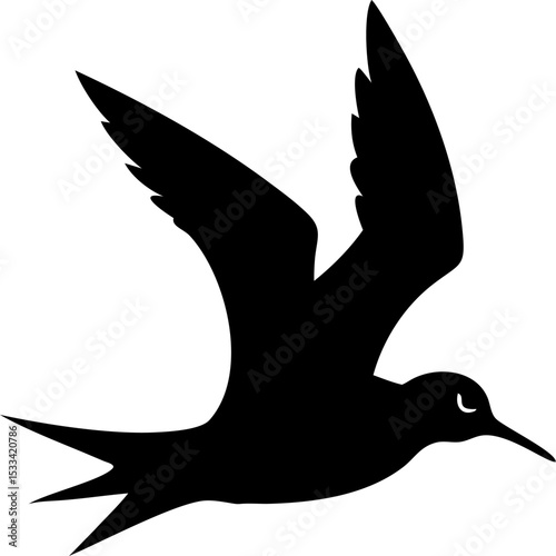 Black Tern Seabird silhouette - Vector illustration Perfect for Tattoo or Logo Design