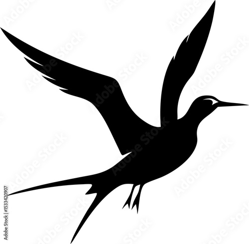 Black Tern Seabird silhouette - Vector illustration Perfect for Tattoo or Logo Design