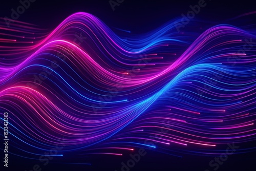Futuristic neon wave visualization with pink purple and blue high-speed data transfer effects