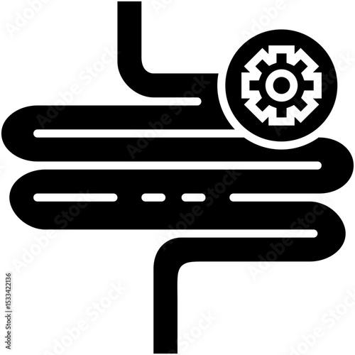 Digestion Icon, Intestine Health Organ Symbol Vector Stock Illustration, Solid Icon Style Design.