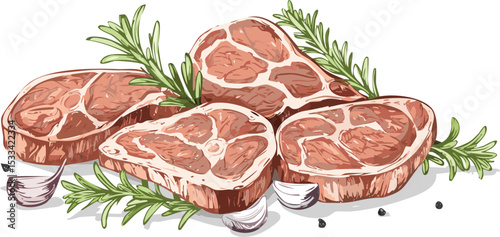 Hand-Drawn Lamb Steak Sketch Collection – Vintage Meat Cuts Illustration for Butchery and Culinary Design