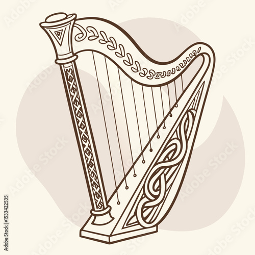 Celtic Harp Vector Art