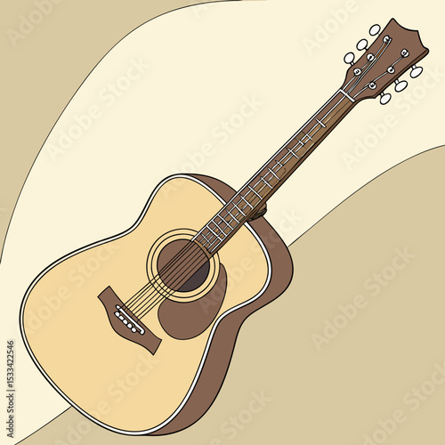 Acoustic Guitar Watercolor Vector