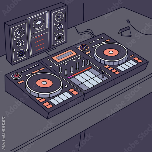 DJ Turntable Vector Graphic
