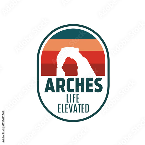 Arches National Park in Capsule Badge Perfect for Print, Apparel, etc