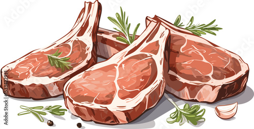 Hand-Drawn Lamb Steak Sketch Collection – Vintage Meat Cuts Illustration for Butchery and Culinary Design