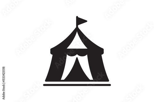 Carnival Tent Icon silhouette vector with white background