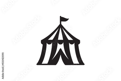 Circus Tent Icon silhouette vector with white background