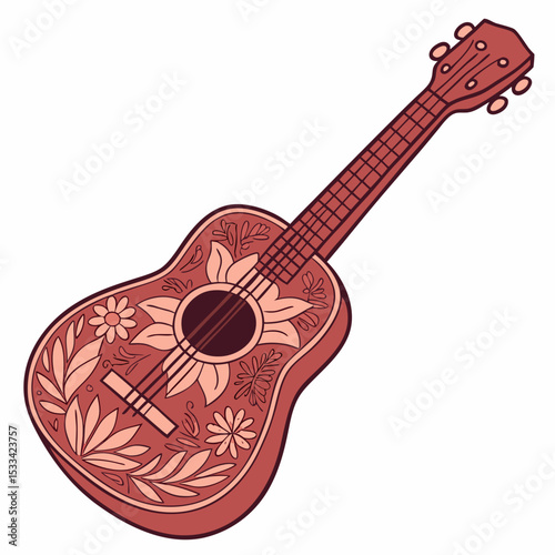 acoustic guitar isolated on white background