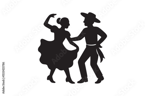 Cultural Dance Duo silhouette vector with white background