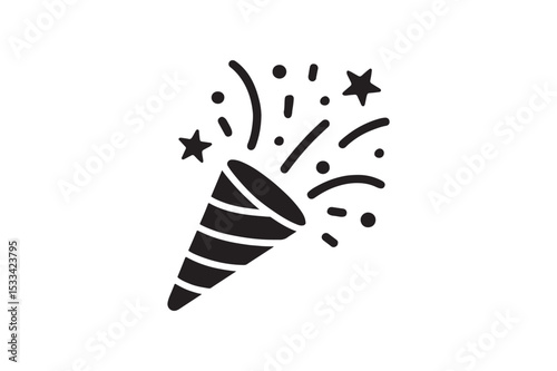 Confetti Popper silhouette vector with white background