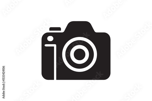 DSLR Camera Icon silhouette vector with white background