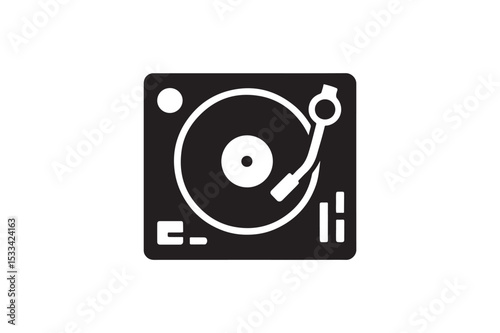 DJ Turntable Symbol silhouette vector with white background