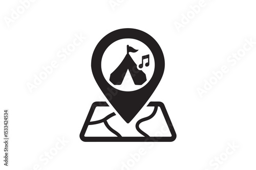 Festival Map Marker silhouette vector with white background