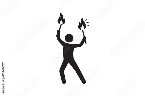 Fire Juggler icon silhouette vector with white background