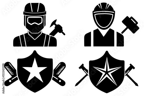 set of Welding vector silhouette illustration isolated on white background
