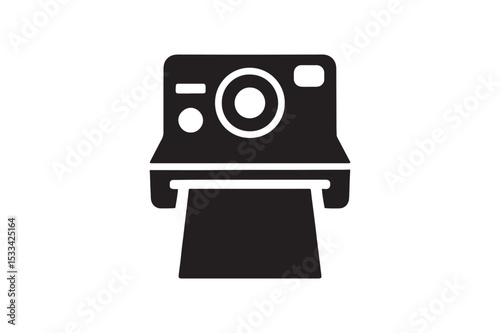 Instant Camera Snap silhouette vector with white background