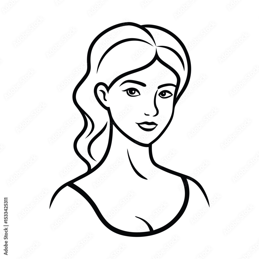 Elegant woman line art portrait illustration Elegant woman line art portrait illustration