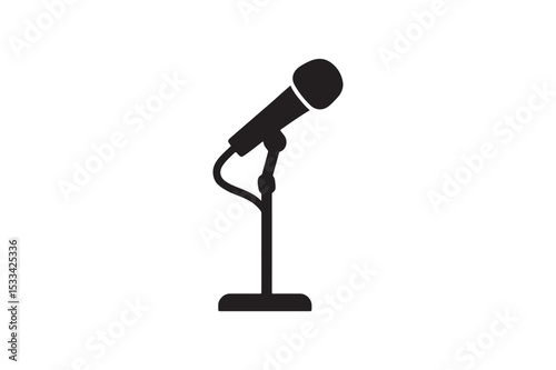 Microphone On Stand silhouette vector with white background