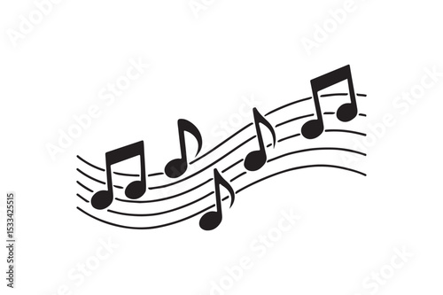 Music Notes Flow silhouette vector with white background
