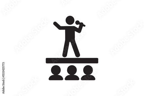 Performer On Stage silhouette vector with white background