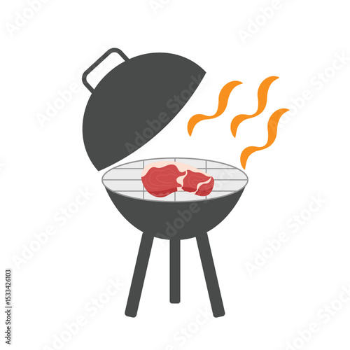 Meat grilled on the grill. BBQ grill.