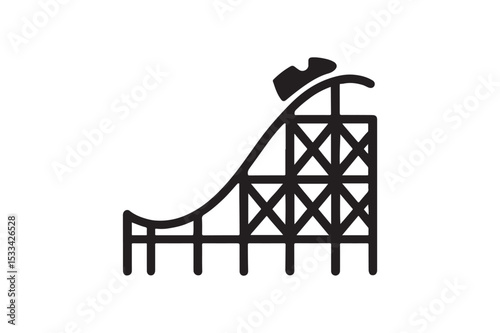 Roller Coaster Track silhouette vector with white background
