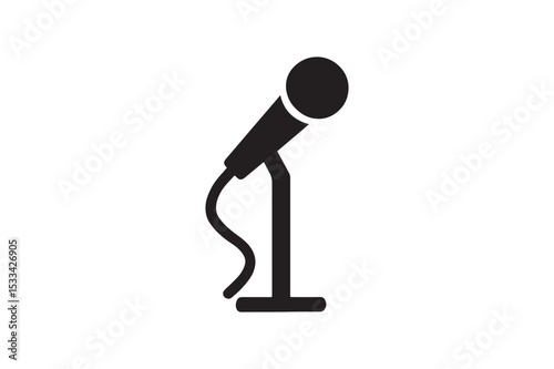 Stand-Up Comedy Mic silhouette vector with white background