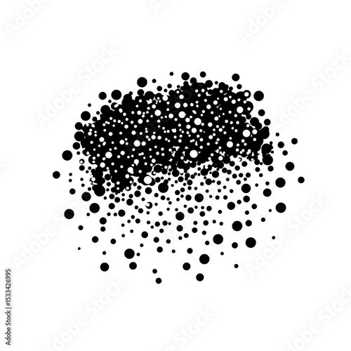 Cluster of assorted sized black and white circles silhouette
