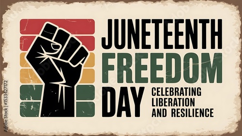 Celebrate Juneteenth Freedom Day with this powerful design featuring a raised fist and vintage aesthetic reflecting liberation and resilience.