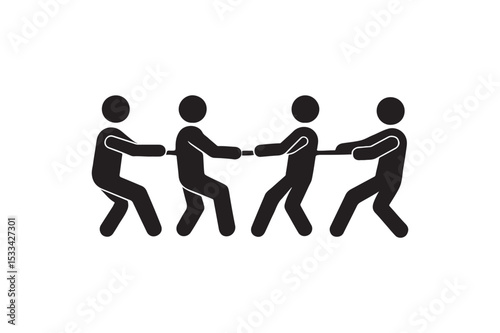 Tug Of War Team icon silhouette vector with white background