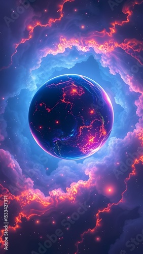 Dreamy planet Earth surrounded by stunning abstract space stars, generate ai 