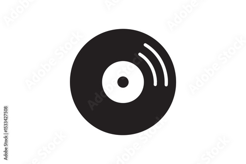 Vinyl Record Shape silhouette vector with white background